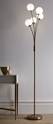 K LIVING Mabel 5 Light Floor Lamp in Gold/Brass and White, Height: 160 cm