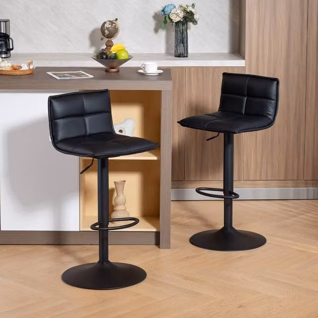 HOMCOM Set of 2 Modern Swivel Bar Stools in Black Metal