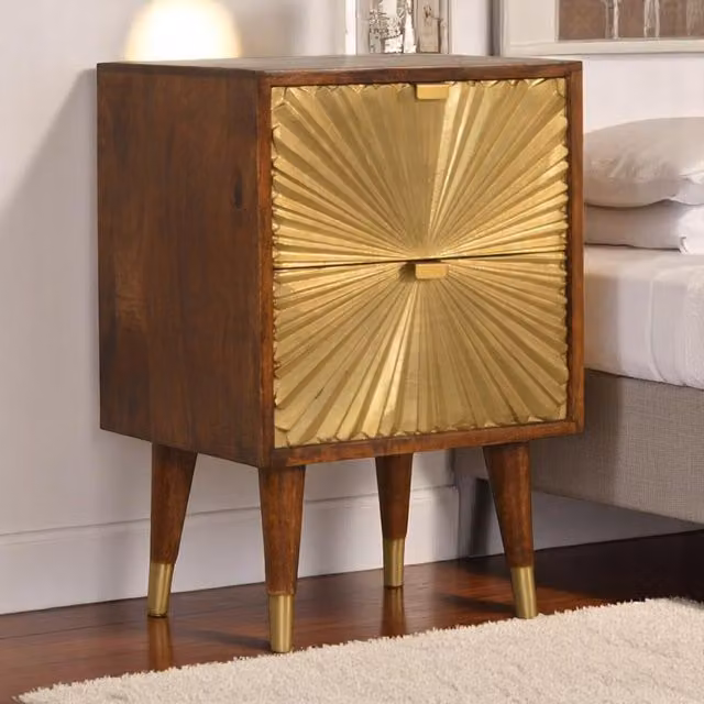 Artisan Furniture Manila Gold Mango Wood Bedside Table in Brown