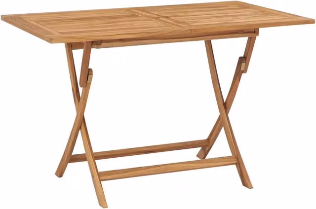 Berkfield Home Folding Garden Table in Brown Solid Teak Wood, W/D/H: 120 x 70 x 75 cm