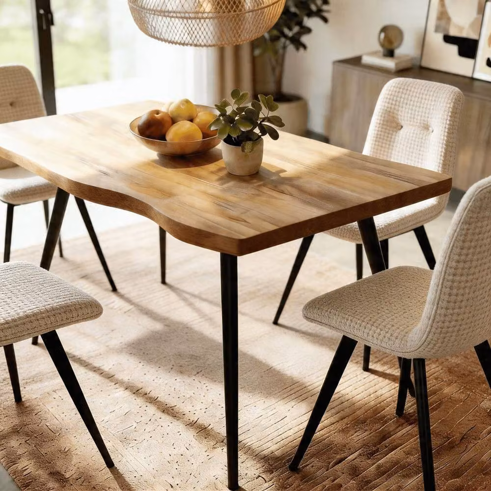 Home Source Avara 5 Piece Dining Set with 140cm Rectangular Table and 4 Ashford Upholstered Chairs in Off-White – 2