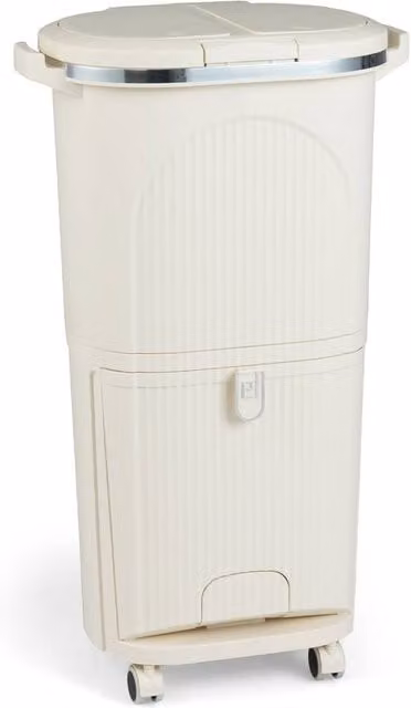 Costway 38L Sorting Garbage Bin with Lids and 2 Detachable Buckets, Beige
