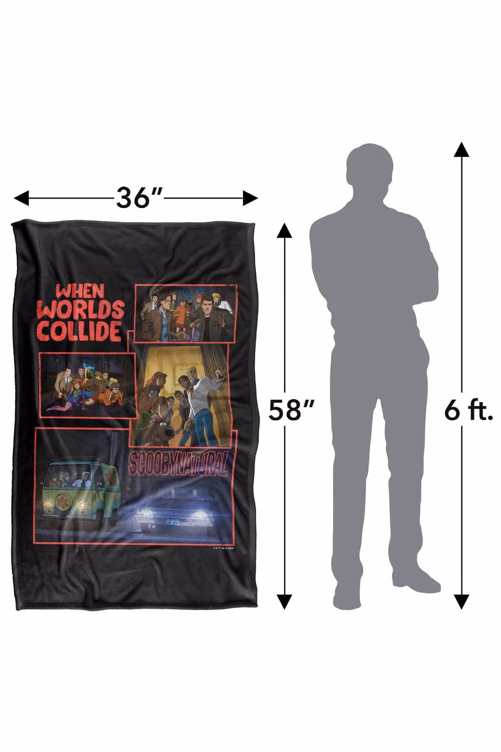 Warner Bros. Scooby-Doo Scoobynatural When Worlds Collide Extra Large Super Soft Fluffy Polyester Blanket in Multicolour and Black – 3