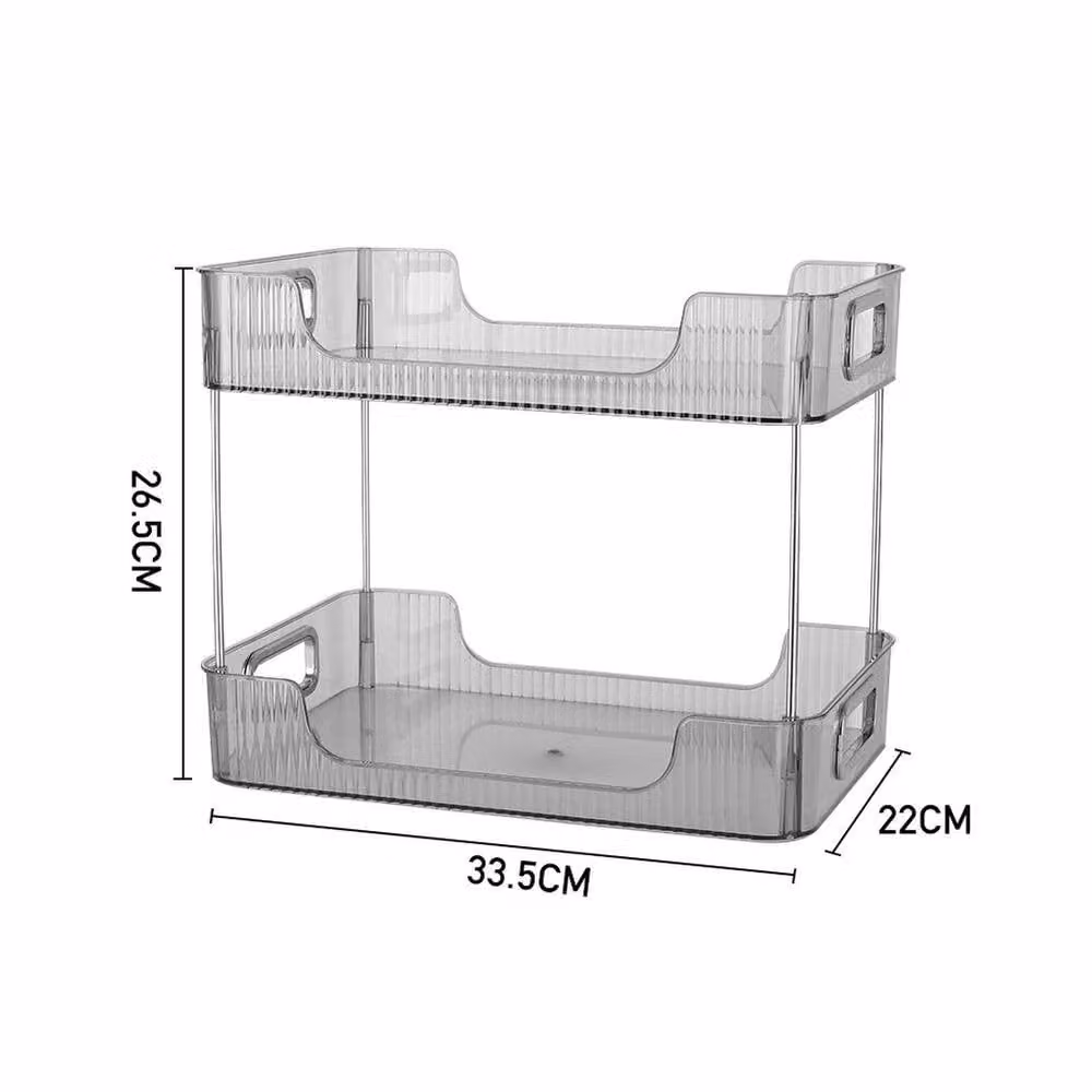 FORGEVIO Transparent Grey Acrylic Cosmetic Storage Box with Handles, Width: 50 cm – 2