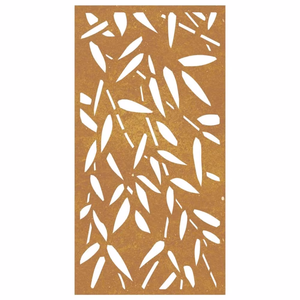 Berkfield Home Brown Corten Steel Bamboo Leaf Design Garden Wall Decoration, W: 105 cm, H: 55 cm – 3