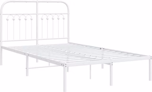 Berkfield Home Metal Bed Frame with Headboard, White, W/D/H: 120 x 200 cm – 1