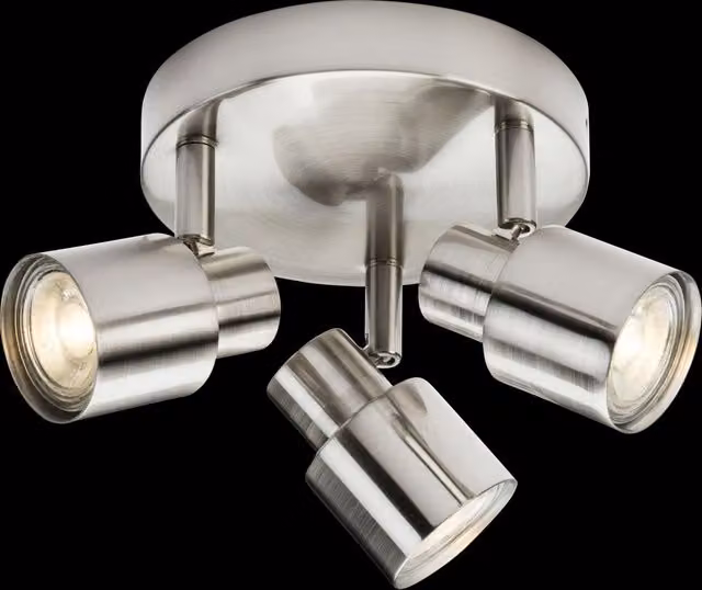 Netlighting Knightsbridge Triple GU10 Spotlight in Brushed Chrome and Grey – 2