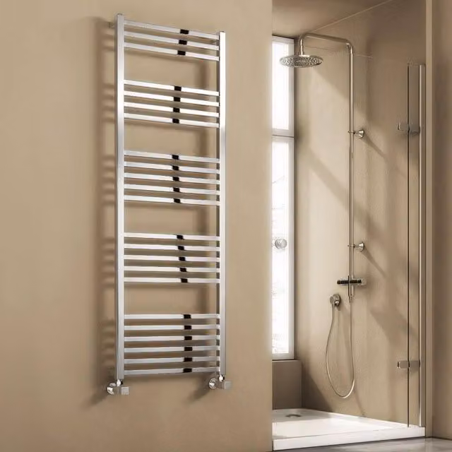 Bathroom Kingdom Vasto Chrome Heated Towel Rail in Silver, H 75.5 cm x W 50.0 cm