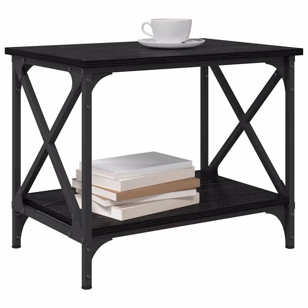 Berkfield Home Side Table with Shelf in Black Oak, W: 55 cm, D: 38 cm, H: 45 cm – 3