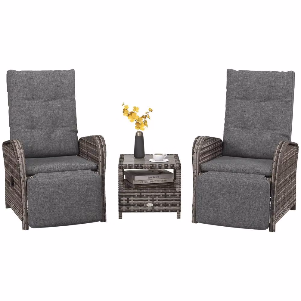 Wyld Haus Elcoto 2 Seater Rattan Lounge Set with Coffee Table in Brown and Grey – 2