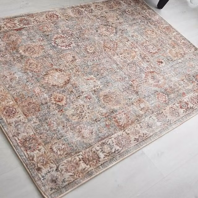 The Rug Shop UK Abstract Vintage Machine Woven Area Rug in Beige and Multicolour, W: 200 cm, D: 290 cm