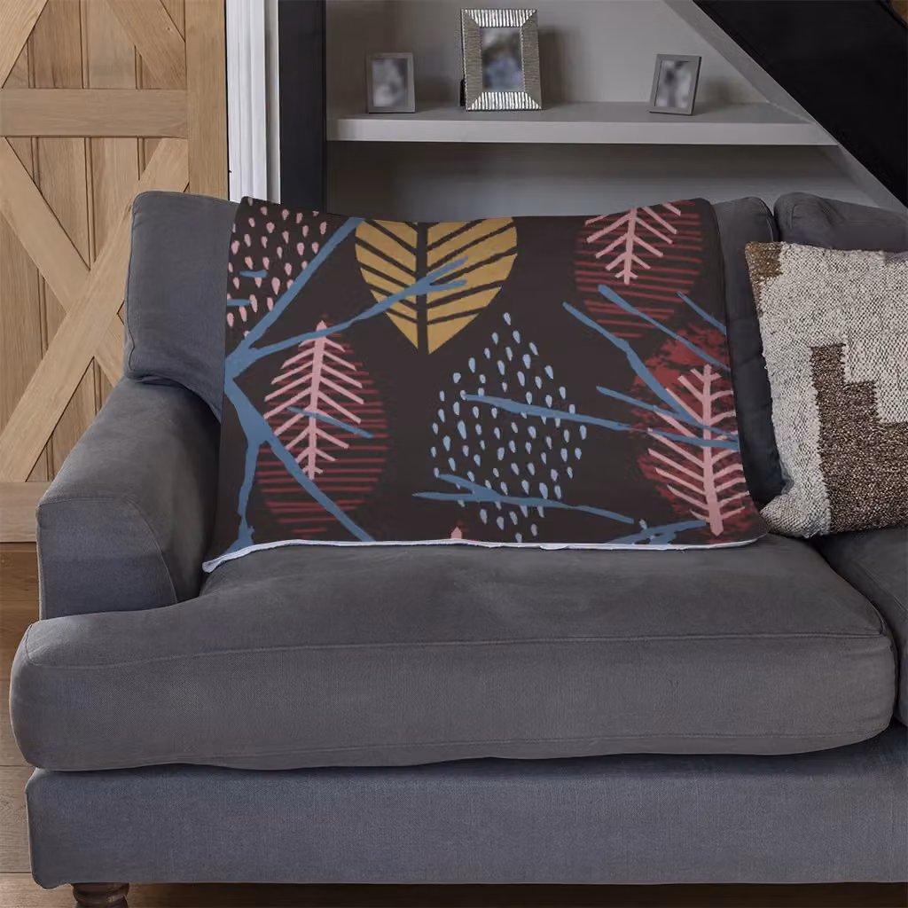 Benjamin Tate Design Prints Of Autumn Leaves Fleece Blanket in Multicolour, W/D/H: 120 x 150 cm – 2
