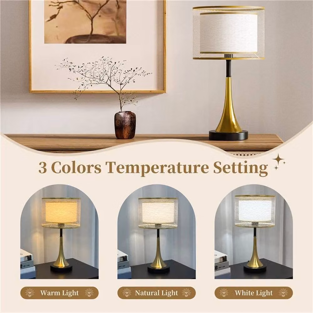 Kelvenix Mid-Century Nightstand Bedside Table Lamp in Gold/Brass with 3-Colour Temperatures – 2