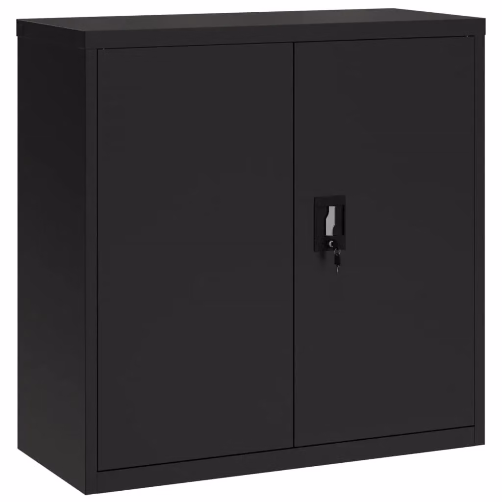 Berkfield Home Black Metal File Cabinet with Hinged Doors and Lock, W/D/H: 90 x 40 x 90 cm – 2