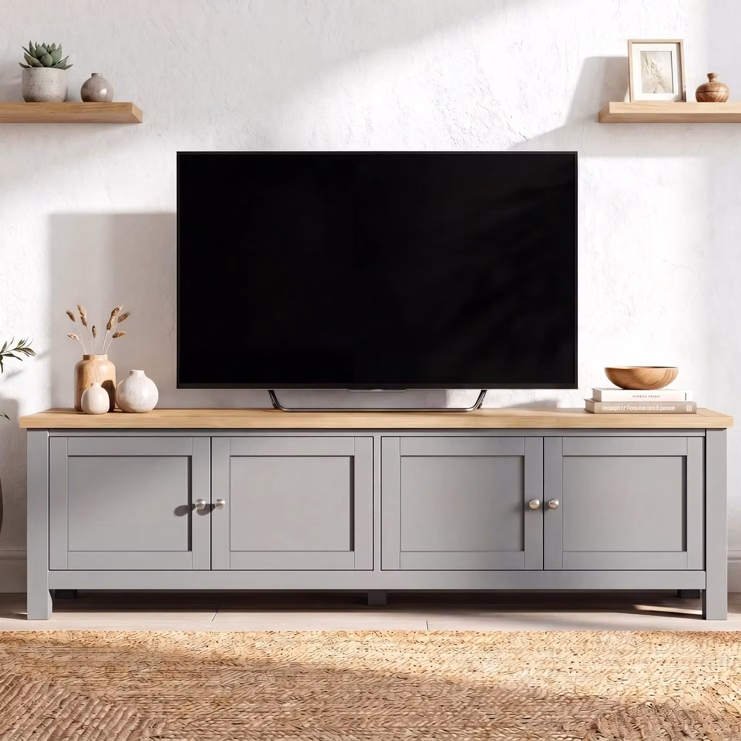 DHS Grey Shaker TV Unit with Storage, W/D/H: 180 x 40 x 45 cm