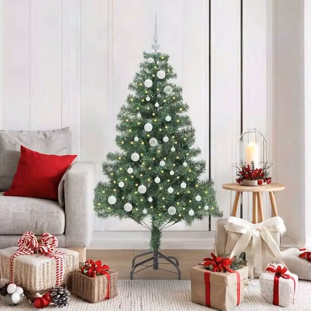 Berkfield Home Green PVC Christmas Tree with 150 LEDs and Stand, Height: 150 cm