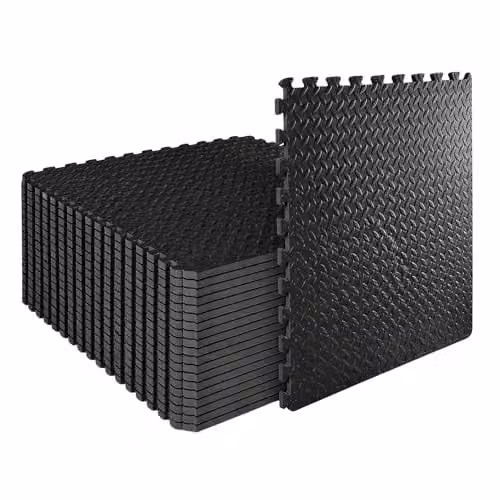 SHATCHI 24 Piece Black Interlocking EVA Foam Exercise Floor Mats, W/D/H: 60 x 60 x 1.1 cm