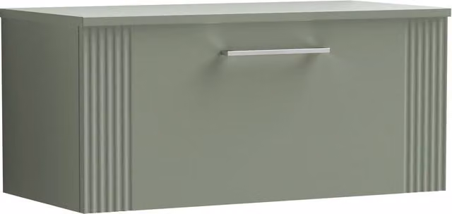 Balterley Modern 1 Drawer Wall Hung Vanity Unit with Colour Match Worktop, Green, Width: 80 cm