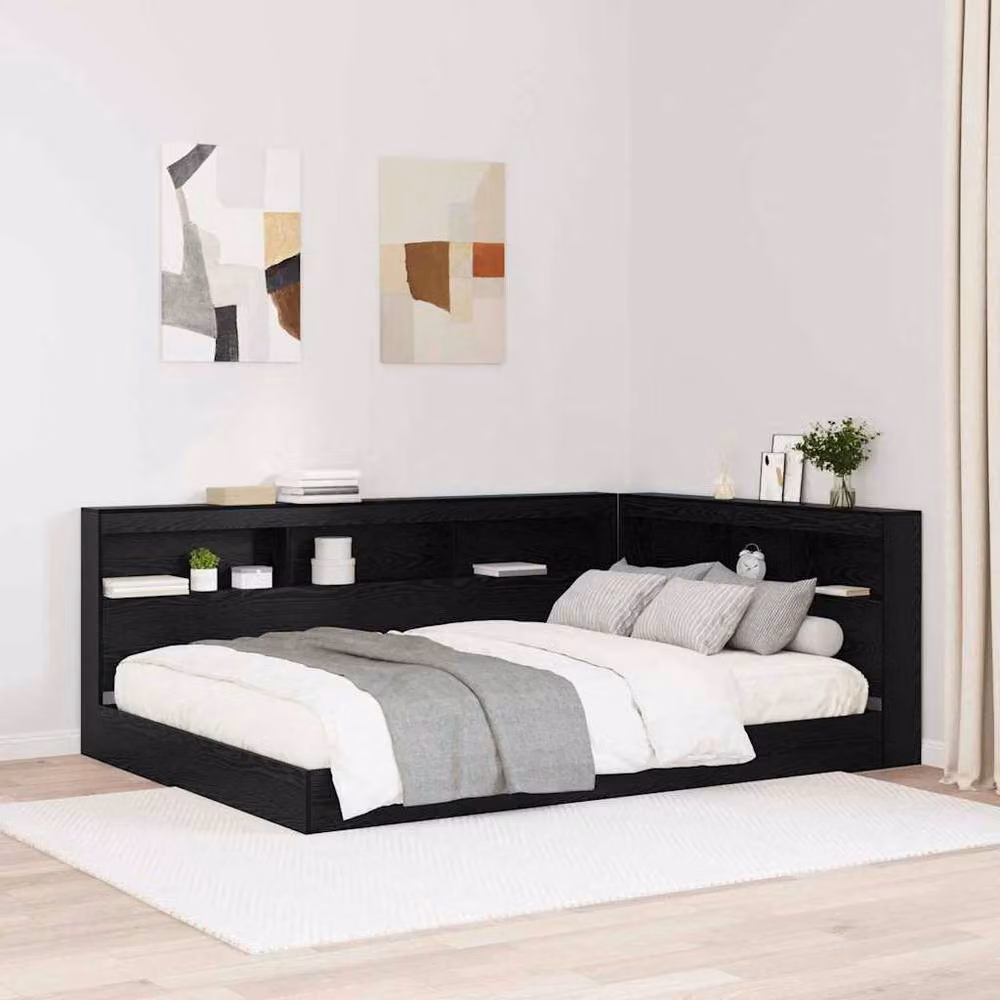 Berkfield Home Storage Headboard with Shelf in Black Oak, Width: 140 cm – 2