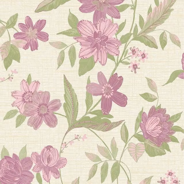 Grandeco Katsu Trail Floral Blown Pink Botanical Vinyl Wallpaper Roll