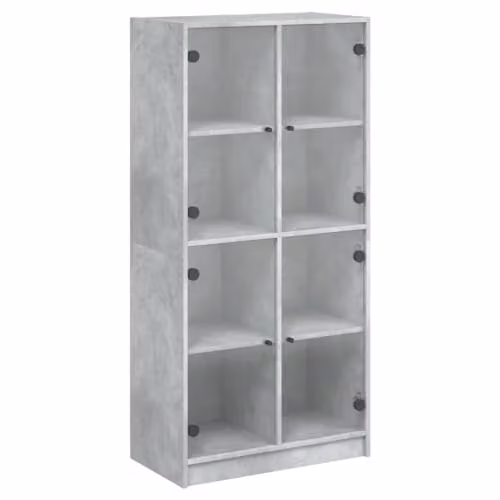 vidaXL Modern Highboard Sideboard in Concrete Grey Engineered Wood with Doors and Storage