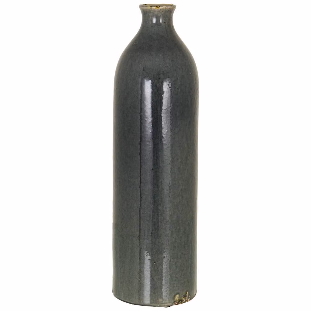 Wyld Haus Bloomwood Grey Glazed Tall Ceramic Bottle Vase with Narrow Neck – 2