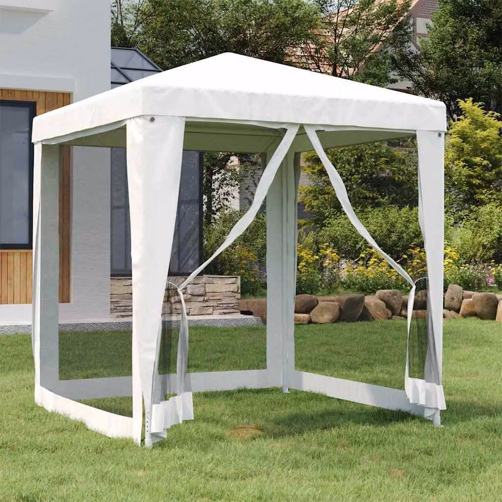 Berkfield Home Party Tent with 4 Mesh Sidewalls, White, W/D: 2 x 2 m – 2