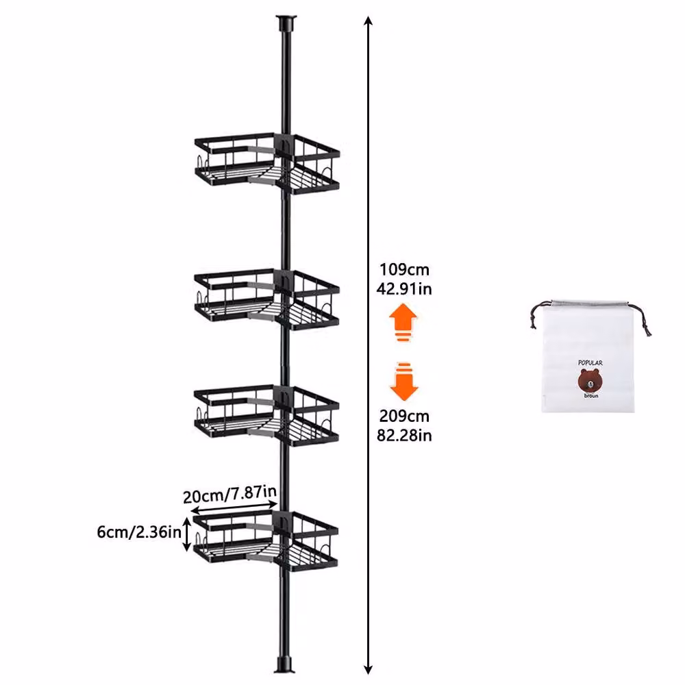 Ventryn 4 Tier Telescopic Wall Mounted Corner Bathroom Shower Caddy in Black – 2