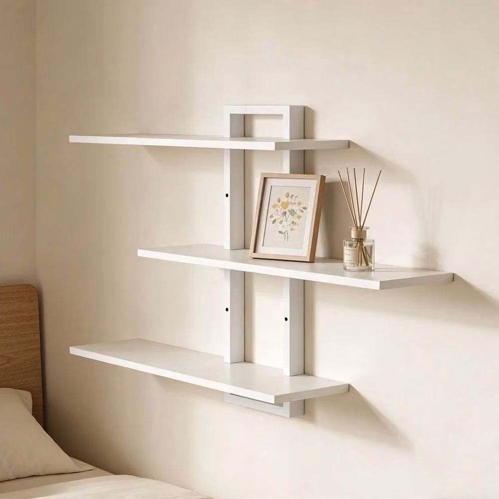 Kelvenix White Rustic Wall Mounted Floating Shelves – 2