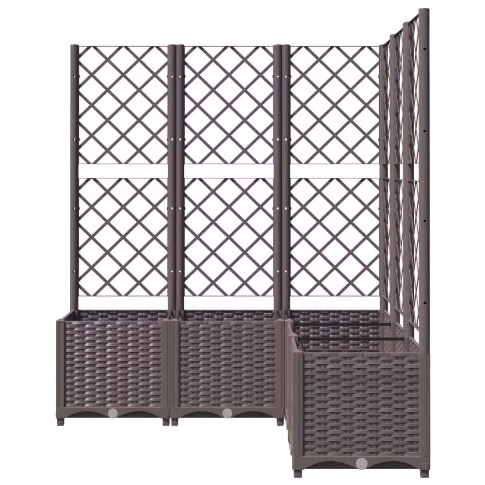 Berkfield Home Garden Planter with Trellis in Brown, W/D/H: 120 x 120 x 136 cm – 3