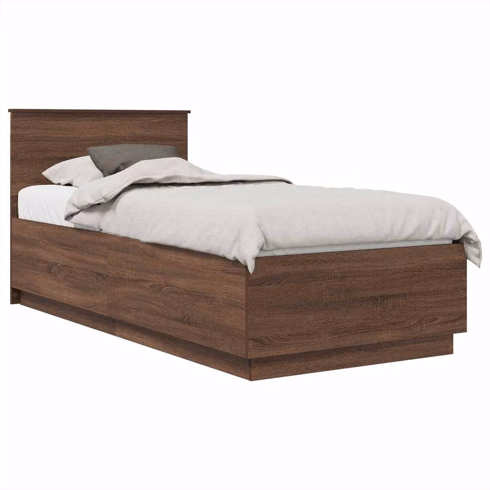 Berkfield Home Modern Bed Frame with Headboard in Brown Oak, Engineered Wood – 2