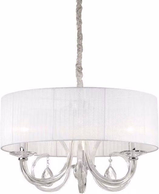 Ideal Lux Swan 3 Light Multi Arm Ceiling Pendant in Chrome with Transparent Glass Shades