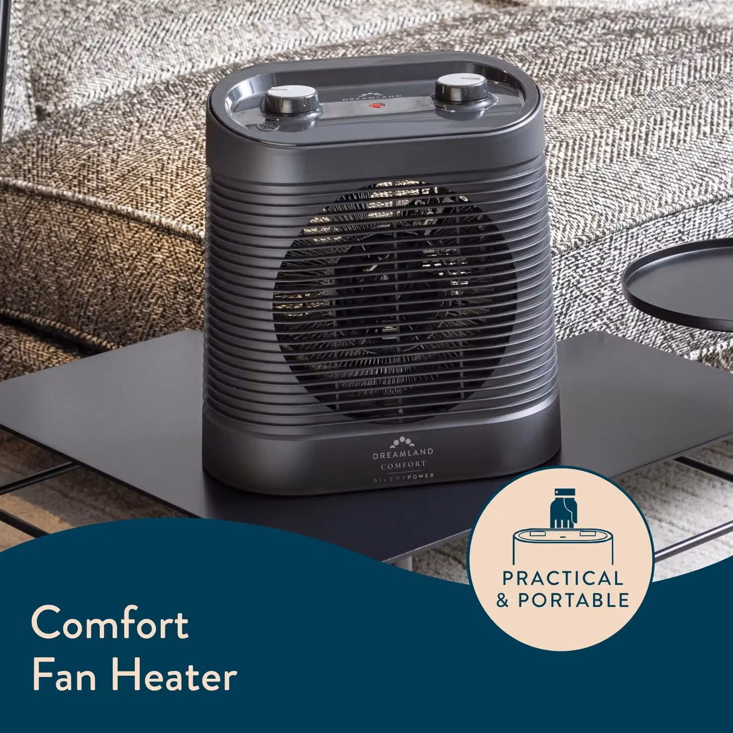 Dreamland Silent Power Comfort Freestanding Fan Heater in Grey – 3
