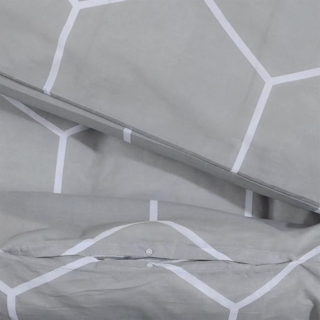 Berkfield Home Grey Cotton Duvet Cover and Pillowcase Set – 3