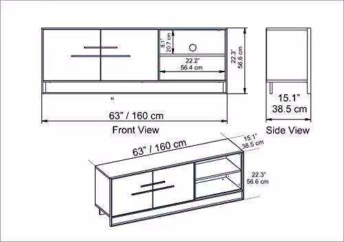 Decorotika Polka Industrial TV Unit in White Marble Effect and Gold, W/D/H: 160 x 56.6 x 26 cm – 2