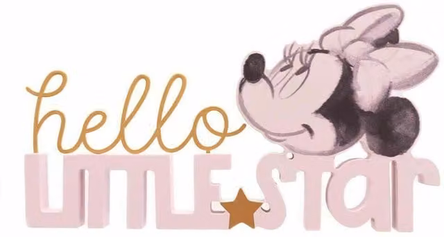 Disney Minnie Hello Little Star Freestanding Mantle Plaque in Pink and Gold