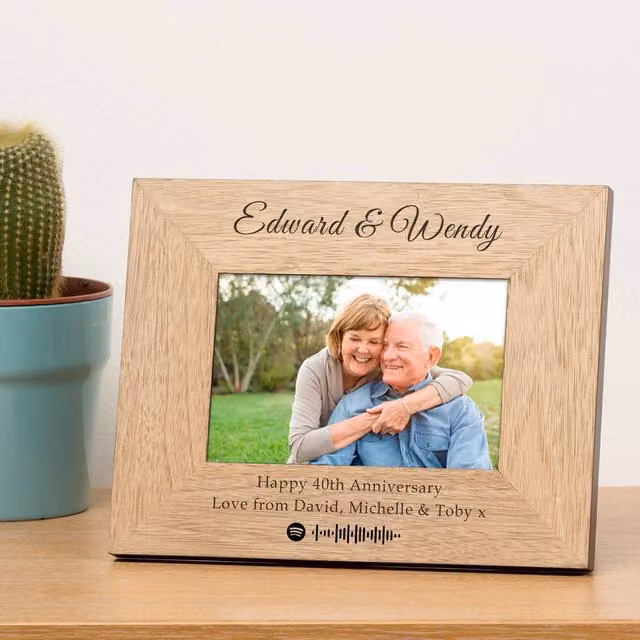 Uniqueful Personalised Our Song Rectangular Wood Photo Frame in Brown, 10 x 15 cm