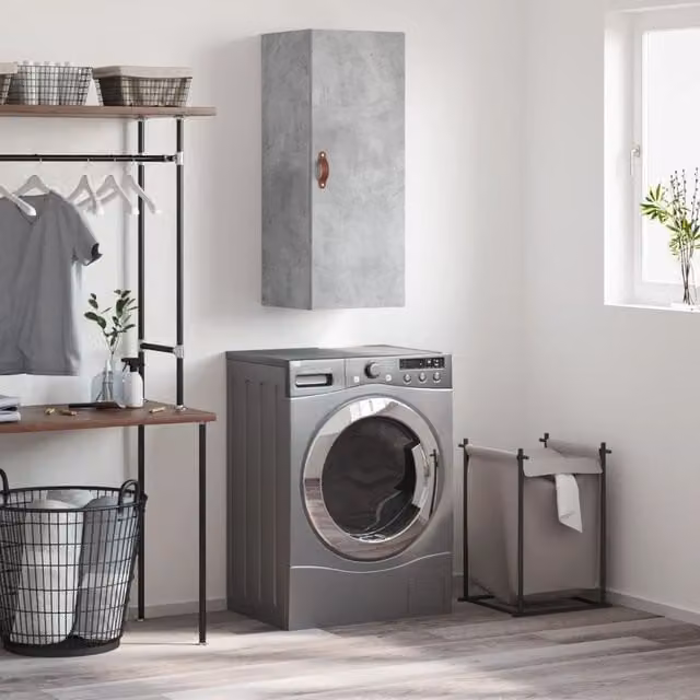 Berkfield Home Wall Mounted Cabinet in Grey, W/D/H: 34.5 x 34 x 90 cm – 1