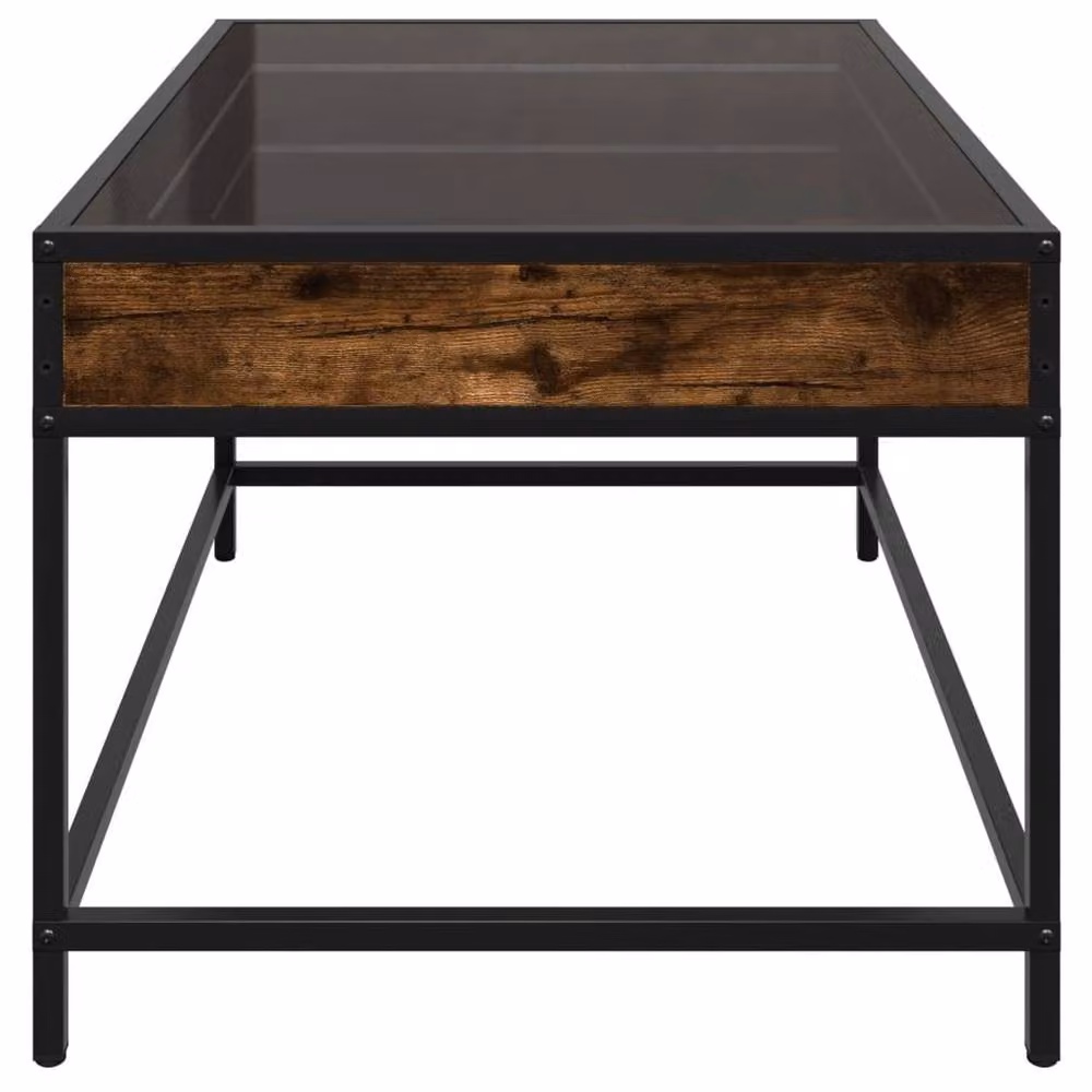 Berkfield Home Infinity LED Coffee Table in Smoked Oak Brown, W/D/H: 70 x 50 x 41 cm – 4