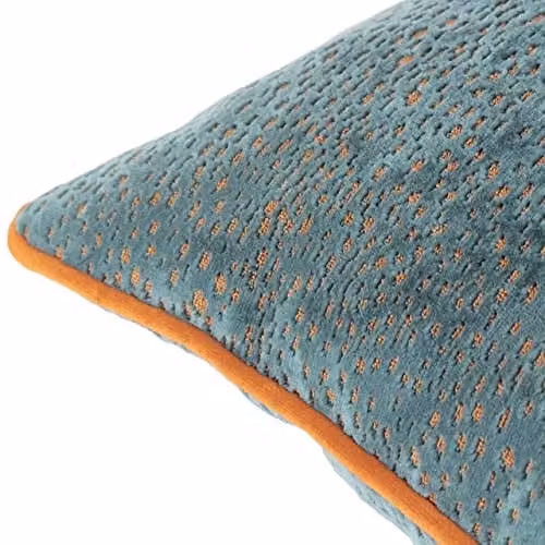 Paoletti Estelle Spotted Piped Cut Velvet Square Cushion in Petrol, W/D/H: 45 x 45 x 45 cm – 3