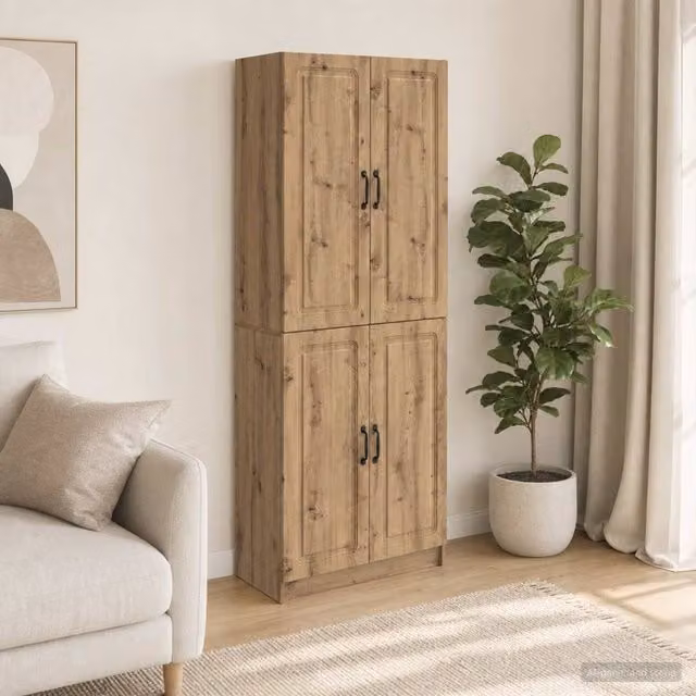 Berkfield Home Modern 2-Piece Brown Engineered Wood Cabinet Set with Hinged Doors and Internal Shelves – 1