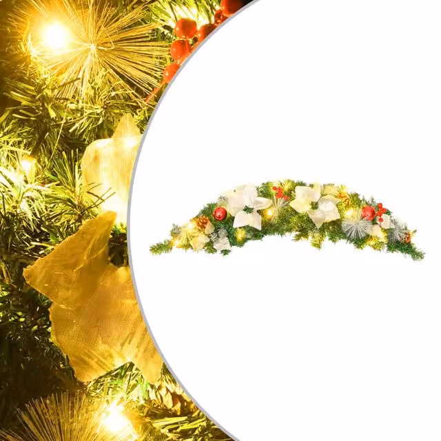 Berkfield Home Christmas Arch with LED Lights, Green, 90 cm