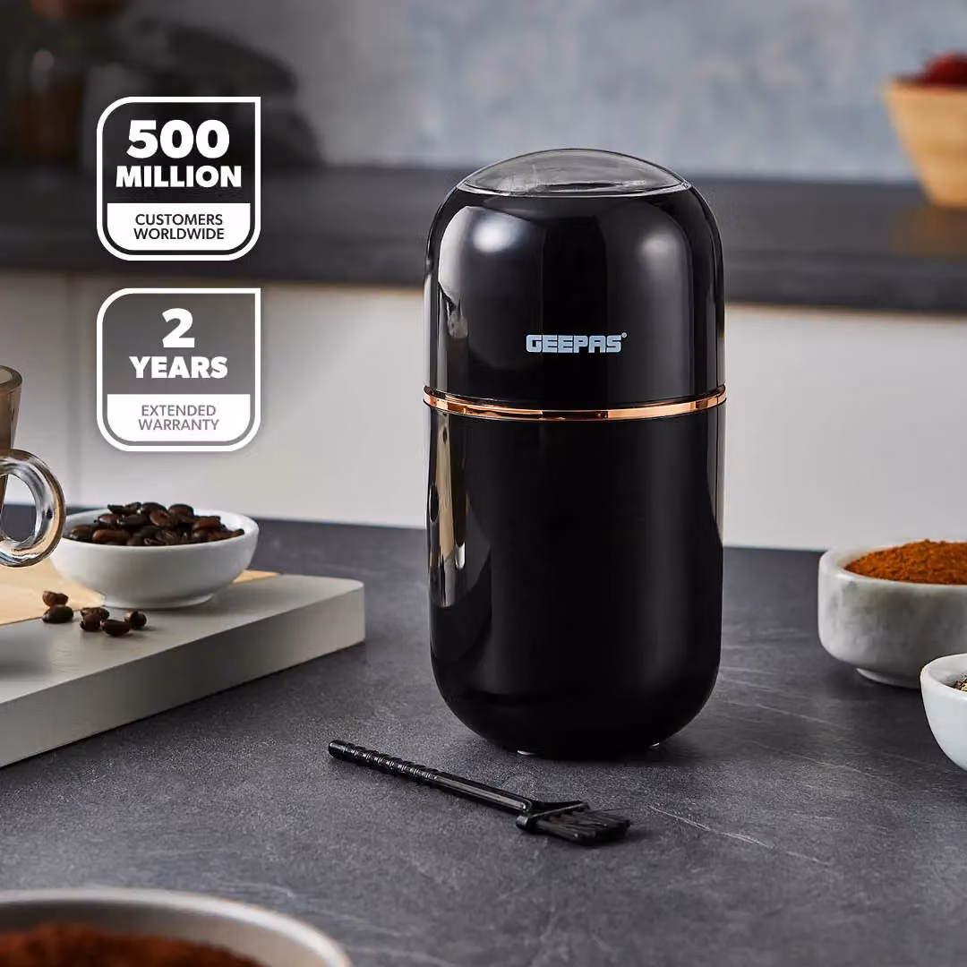 Geepas 200W Coffee Grinder with Stainless Steel Blades, White and Black, 80g Capacity – 2