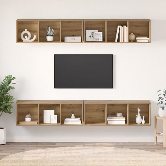 Berkfield Home Wall TV Cabinet with Shelf, Artisan Oak, Brown, W/D/H: 37 x 37 x 107.5 cm – 1