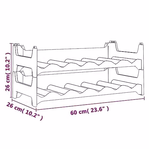 vidaXL Stackable Plastic Wine Rack for 12 Bottles in Anthracite or Black – 3