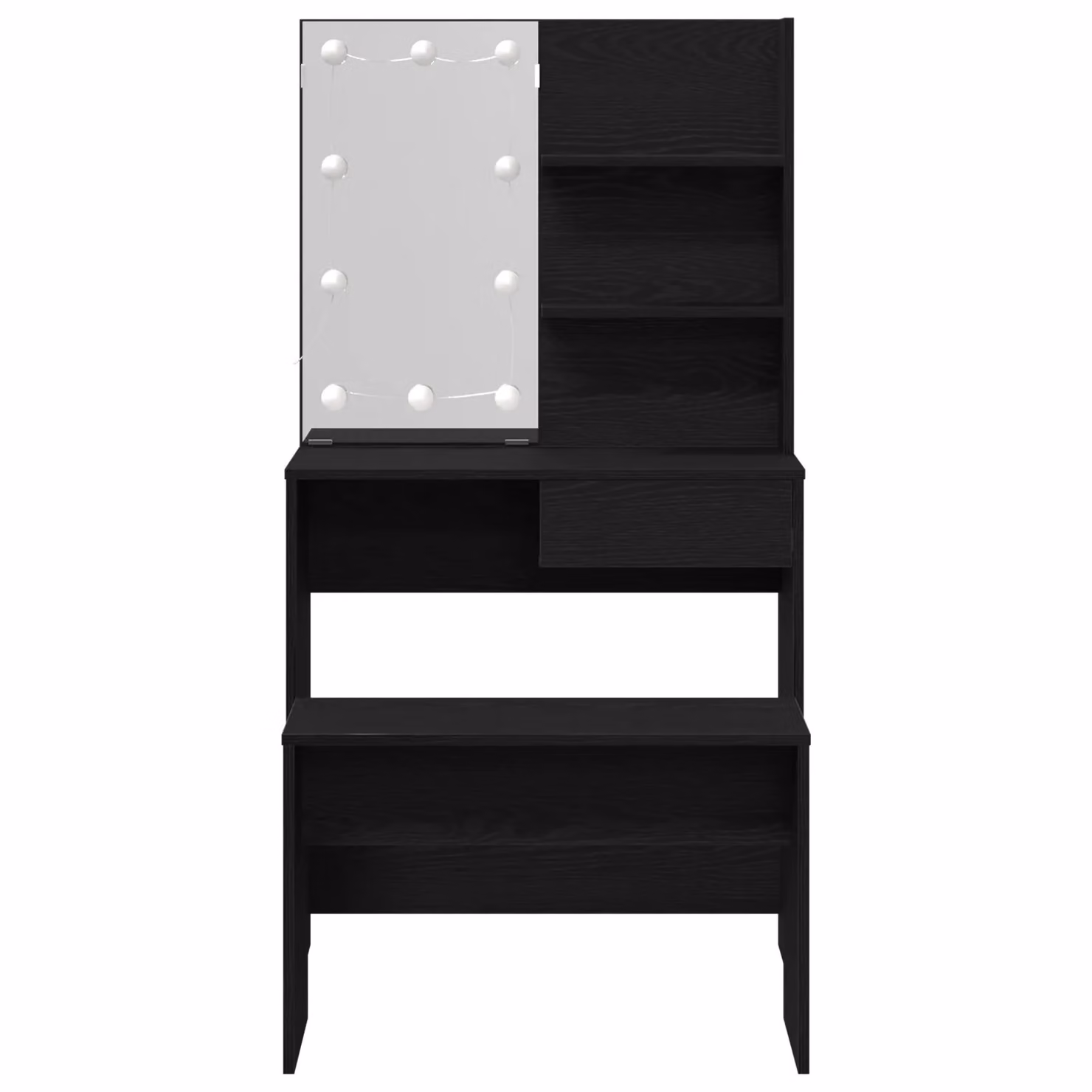 Berkfield Home Hollywood LED Dressing Table Set in Black Oak – 2