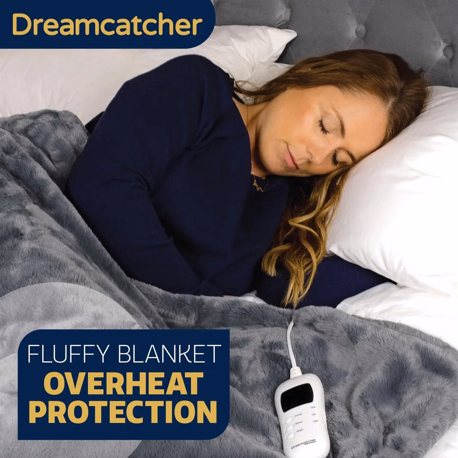 Dreamcatcher Grey Electric Heated Blanket Throw with Soft Fleece and Faux Fur, W/D/H: 160 x 130 cm – 4