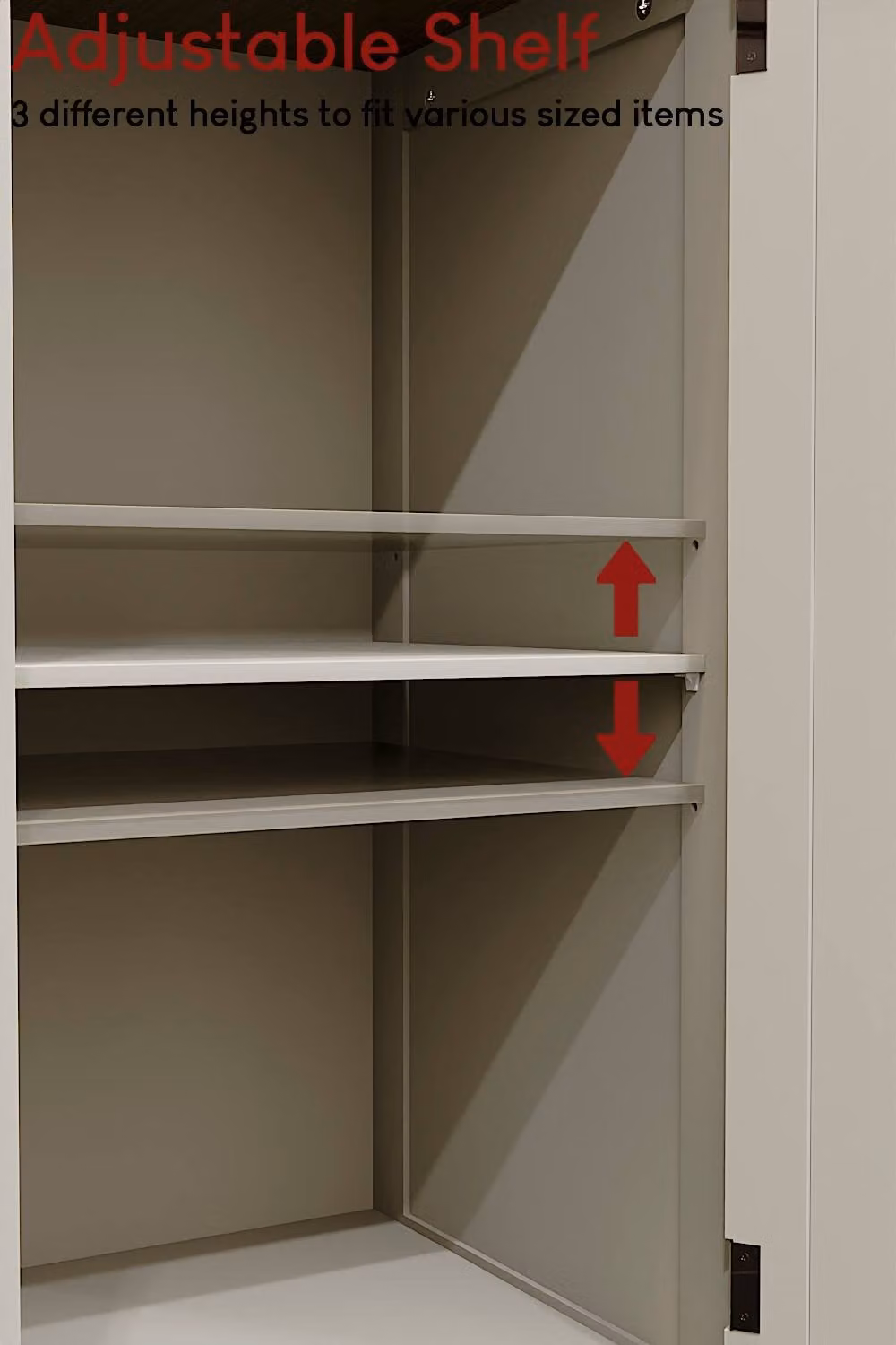 HD Designs Priano Tall Storage Cabinet in Grey with 3 Open Shelves and 2-Tier Hinged Door Storage – 4