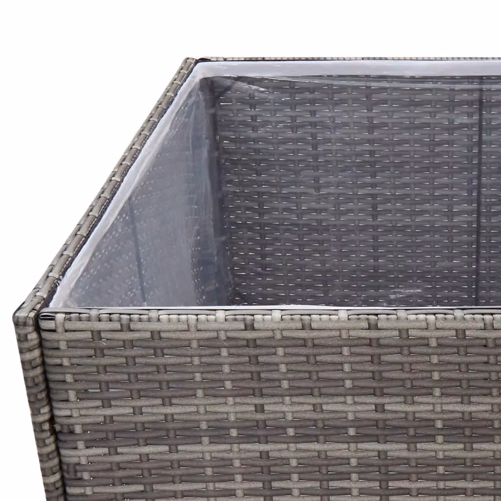 Berkfield Grey Poly Rattan Garden Planter W: 157 cm, D: 80 cm, H: 80 cm – 3