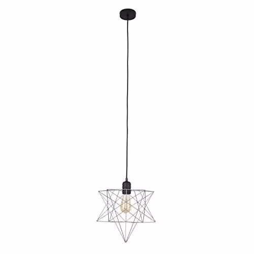 ValueLights Sadira Retro Black and Grey Star Geometric Metal Pendant Light Fitting